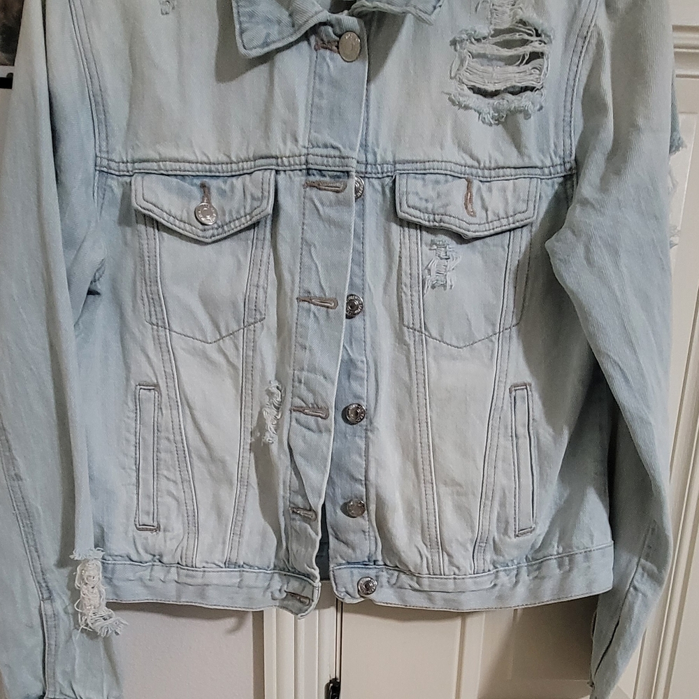 Light Blue Distressed Denim Jacket